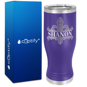 Personalized Fleur de Lis Engraved on 20oz Pilsner