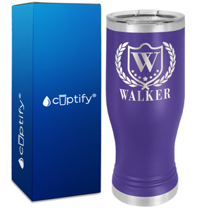 Personalized Monogram with Laurels Engraved on 20oz Pilsner