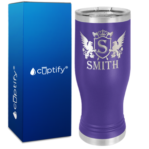 Personalized Monogram Initial Badge Crown Engraved on 20oz Pilsner