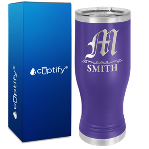 Personalized Gothic Initial Engraved on 20oz Pilsner