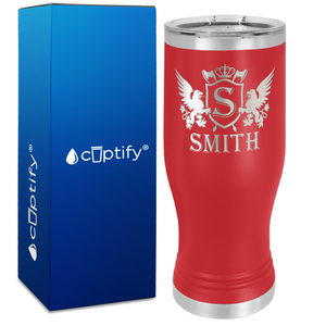 Personalized Monogram Initial Badge Crown Engraved on 20oz Pilsner