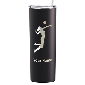 Personalized Volleyball Player Silhouette Laser Engraved on Stainless Steel Volleyball Tumbler