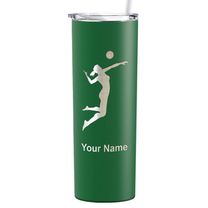 Personalized Volleyball Player Silhouette Laser Engraved on Stainless Steel Volleyball Tumbler