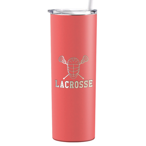 Lacrosse Mask and Sticks Laser Engraved on Stainless Steel Lacrosse Tumbler