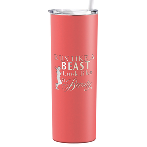 Run Like a Beast Look Like a Beauty Laser Engraved on Stainless Steel Cross Country Tumbler