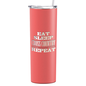Eat Sleep Cross Country Repeat Laser Engraved on Stainless Steel Cross Country Tumbler