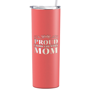 Proud Cross Country Mom Laser Engraved on Stainless Steel Cross Country Tumbler