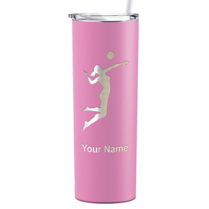 Personalized Volleyball Player Silhouette Laser Engraved on Stainless Steel Volleyball Tumbler