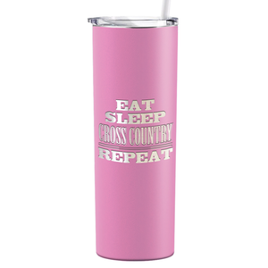 Eat Sleep Cross Country Repeat Laser Engraved on Stainless Steel Cross Country Tumbler