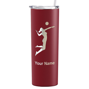 Personalized Volleyball Player Silhouette Laser Engraved on Stainless Steel Volleyball Tumbler