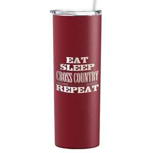 Eat Sleep Cross Country Repeat Laser Engraved on Stainless Steel Cross Country Tumbler