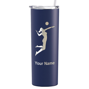 Personalized Volleyball Player Silhouette Laser Engraved on Stainless Steel Volleyball Tumbler