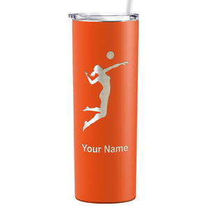 Personalized Volleyball Player Silhouette Laser Engraved on Stainless Steel Volleyball Tumbler