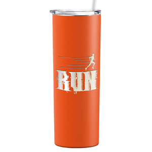Run Laser Engraved on Stainless Steel Cross Country Tumbler