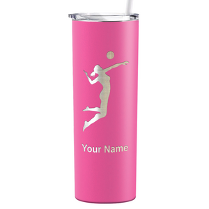 Personalized Volleyball Player Silhouette Laser Engraved on Stainless Steel Volleyball Tumbler