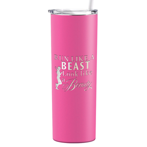 Run Like a Beast Look Like a Beauty Laser Engraved on Stainless Steel Cross Country Tumbler