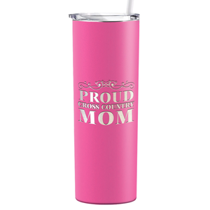 Proud Cross Country Mom Laser Engraved on Stainless Steel Cross Country Tumbler