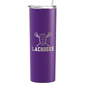 Lacrosse Mask and Sticks Laser Engraved on Stainless Steel Lacrosse Tumbler
