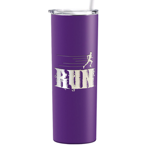Run Laser Engraved on Stainless Steel Cross Country Tumbler