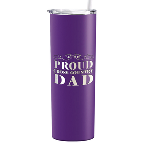 Proud Cross Country Dad Laser Engraved on Stainless Steel Cross Country Tumbler