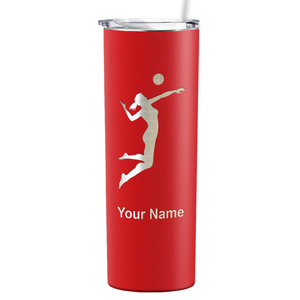 Personalized Volleyball Player Silhouette Laser Engraved on Stainless Steel Volleyball Tumbler