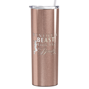 Run Like a Beast Look Like a Beauty Laser Engraved on Stainless Steel Cross Country Tumbler