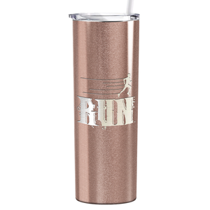 Run Laser Engraved on Stainless Steel Cross Country Tumbler