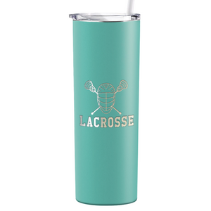 Lacrosse Mask and Sticks Laser Engraved on Stainless Steel Lacrosse Tumbler