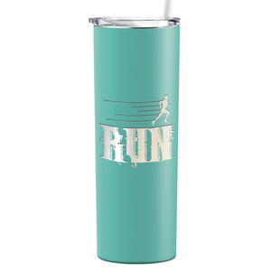 Run Laser Engraved on Stainless Steel Cross Country Tumbler