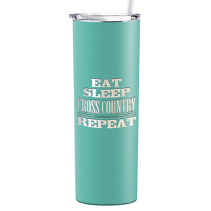 Eat Sleep Cross Country Repeat Laser Engraved on Stainless Steel Cross Country Tumbler