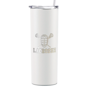 Lacrosse Mask and Sticks Laser Engraved on Stainless Steel Lacrosse Tumbler