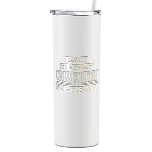 Eat Sleep Cross Country Repeat Laser Engraved on Stainless Steel Cross Country Tumbler