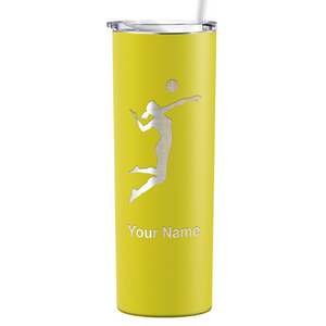 Personalized Volleyball Player Silhouette Laser Engraved on Stainless Steel Volleyball Tumbler