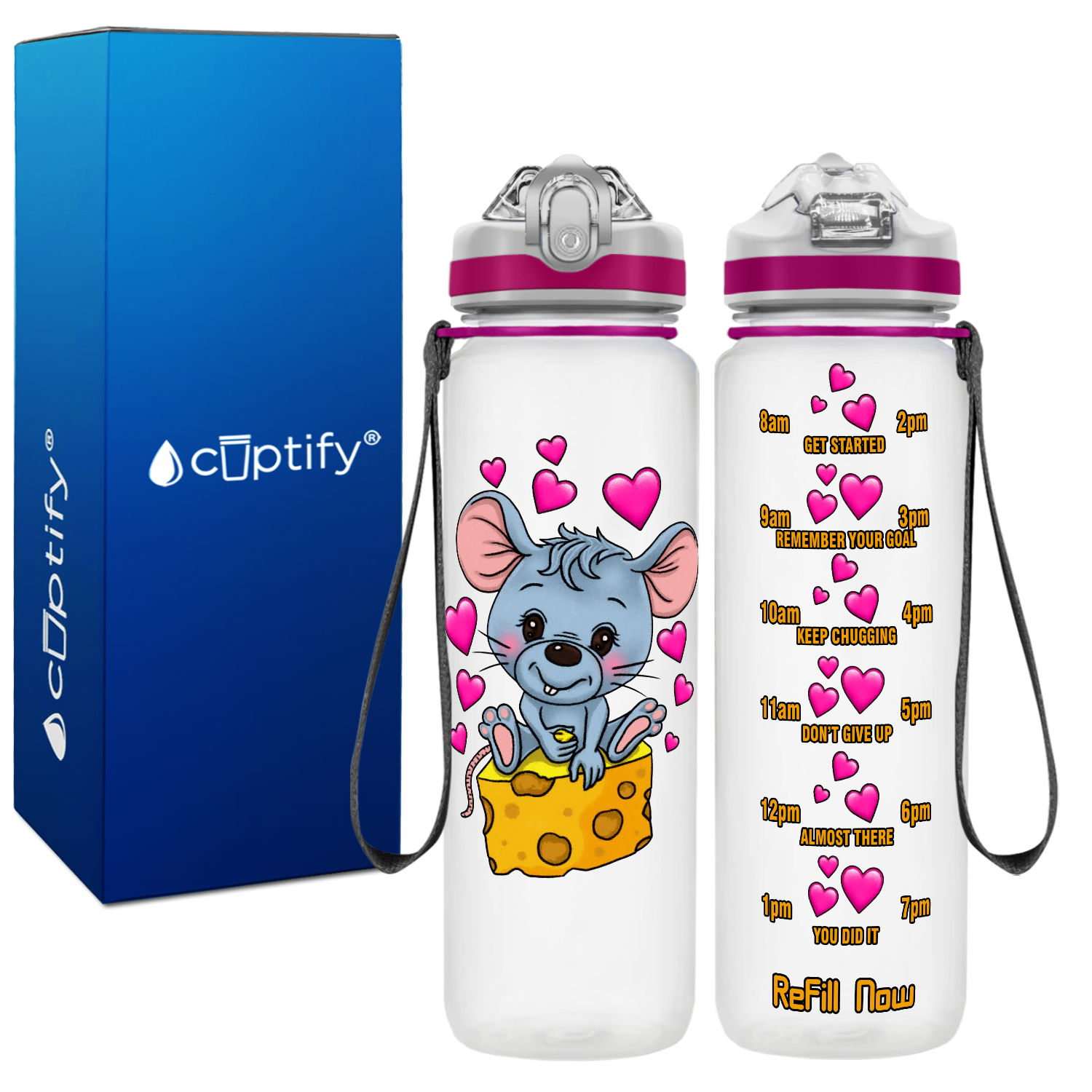Cute Mouse Cheese Personalized Kids Bottle