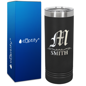 Personalized Gothic Initial Engraved on 22oz Skinny Tumbler