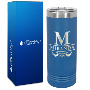 Personalized Initial Style Engraved on 22oz Skinny Tumbler