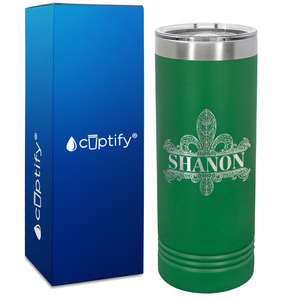 Personalized Fleur de Lis Engraved on 22oz Skinny Tumbler