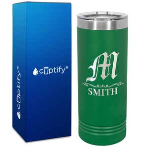 Personalized Gothic Initial Engraved on 22oz Skinny Tumbler