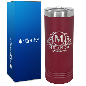 Personalized Elaborate Circle Engraved on 22oz Skinny Tumbler