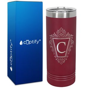 Personalized Classic Crest Engraved on 22oz Skinny Tumbler