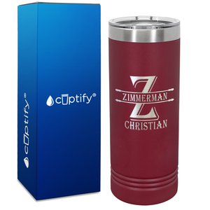 Personalized Initial Block Engraved on 22oz Skinny Tumbler