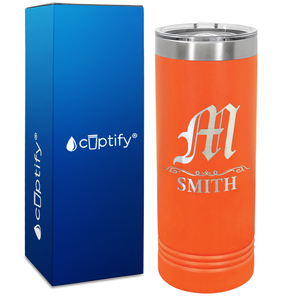 Personalized Gothic Initial Engraved on 22oz Skinny Tumbler