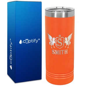 Personalized Pegasus Engraved on 22oz Skinny Tumbler