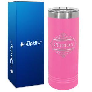Personalized Crest Border Engraved on 22oz Skinny Tumbler