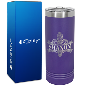 Personalized Fleur de Lis Engraved on 22oz Skinny Tumbler