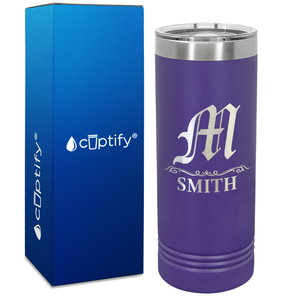 Personalized Gothic Initial Engraved on 22oz Skinny Tumbler