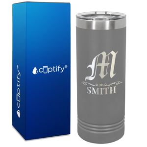 Personalized Gothic Initial Engraved on 22oz Skinny Tumbler
