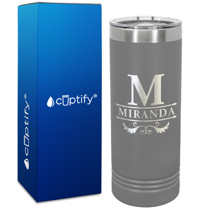Personalized Initial Style Engraved on 22oz Skinny Tumbler