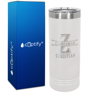 Personalized Initial Block Engraved on 22oz Skinny Tumbler