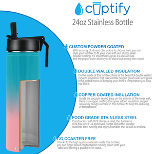 24oz Cotton Candy Ombre Wide Mouth Water Bottle With Straw Lid